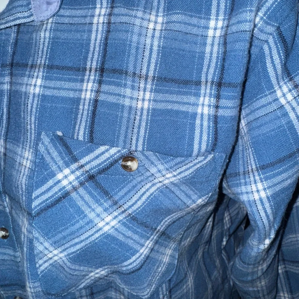 John Blair Blue Plaid Flannel Men's Shirt